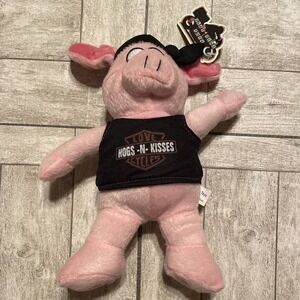 Pink Pig Plush Hogs and Kisses Biker Bandanna 15" Stuffed Animal Love Cycles